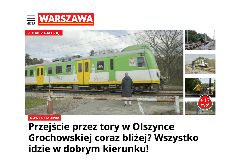 Super Express: „Przejście przez tory w Olszynce Grochowskiej coraz bliżej?”