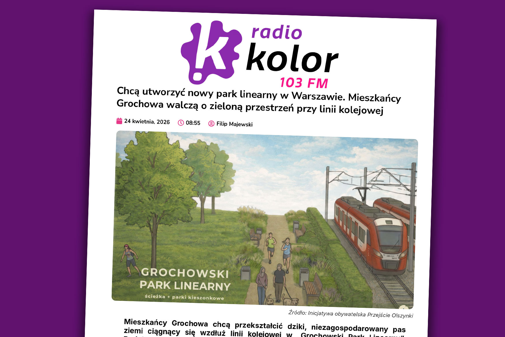 RADIO KOLOR: „Mieszkańcy Grochowa walczą o zieloną przestrzeń przy linii kolejowej”
